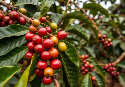 Кофейные зёрна на дереве
