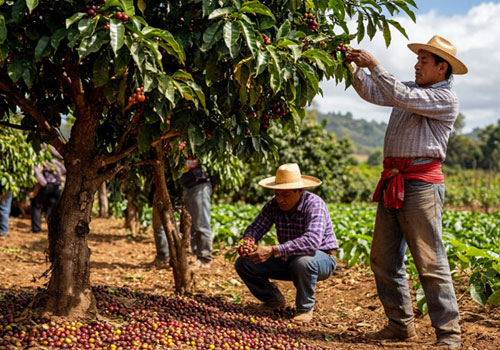 Сбор урожая кофе в Мексике Сбор урожая кофе в Мексике