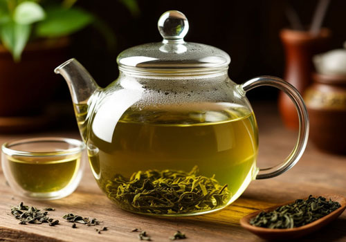 Процесс заваривания зелёного чая