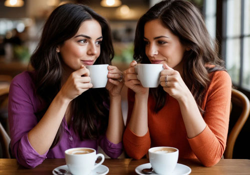 Женщины пьют кофе Женщины пьют кофе