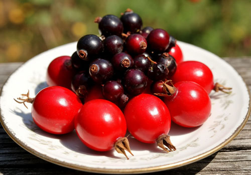 Шиповник и черноплодная рябина