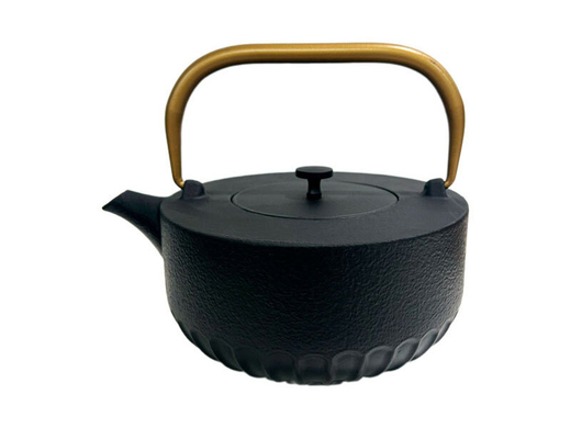 Чайник заварочный чугунный «Лхаса» чёрный с золотой ручкой, 1200 мл