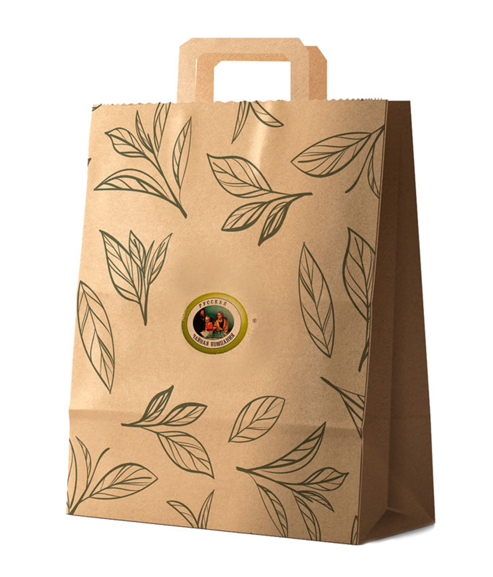 Пакет крафт с ручками с лого РЧК (31*22*9)